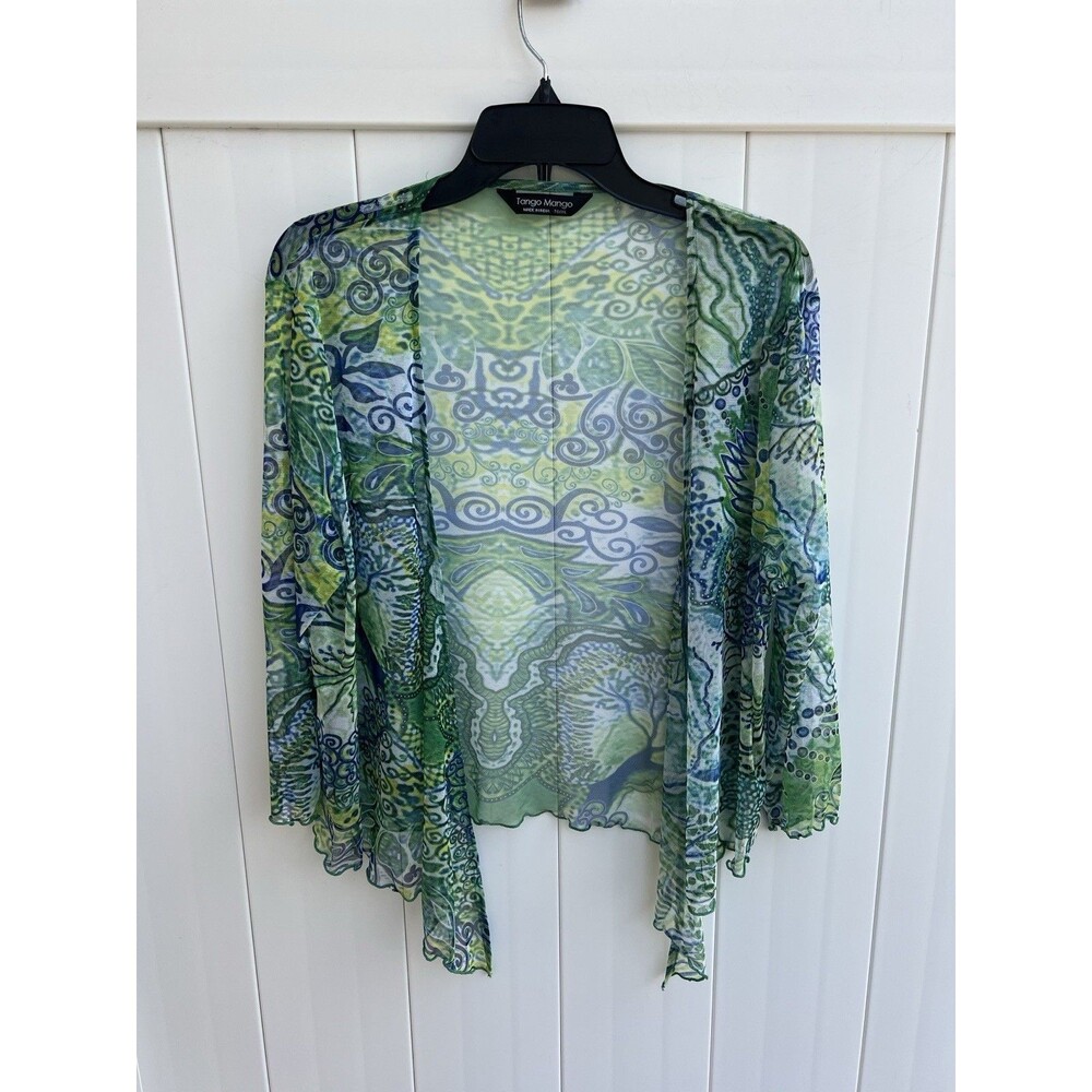 Tango Mango Womens Sheer Floral Short Sleeve Top Open Front
